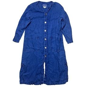 Blue Blue Japan Arigato Indigo 100% Linen Dress Size 1 Designer Blue